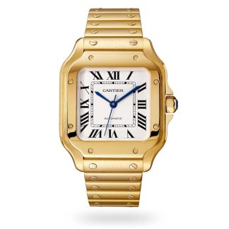 Orologio Cartier Santos De Cartier Modello medio Movimento automatico Oro giallo Bracciali intercambiabili in metallo e pelle WGSA0030