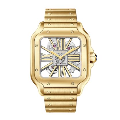Orologio Cartier Santos De Cartier Scheletro Modello Grande Movimento meccanico scheletrico a carica manuale 9612 MC Oro giallo WHSA0042 - immagine 3