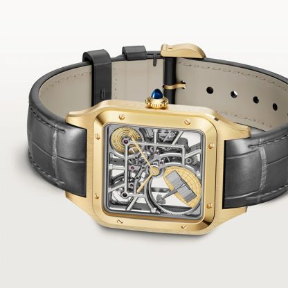 Orologio Cartier Santos-Dumont Micro-Rotor Skeleton Modello grande Movimento meccanico automatico Cassa in oro giallo 18 carati WHSA0043 - immagine 3