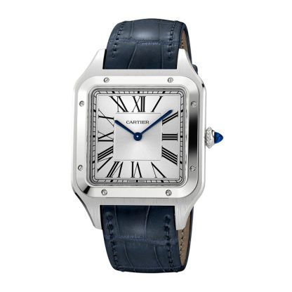 Orologio Cartier Santos-Dumont Modello Extra-Large Movimento meccanico a carica manuale Acciaio Pelle WSSA0032 - immagine 2
