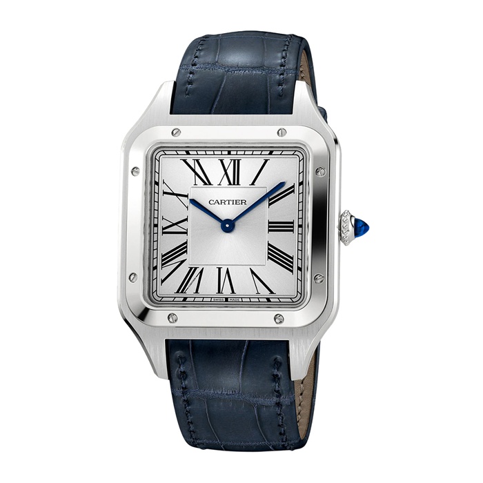Orologio Cartier Santos-Dumont Modello Extra-Large Movimento meccanico a carica manuale Acciaio Pelle WSSA0032 - immagine 2
