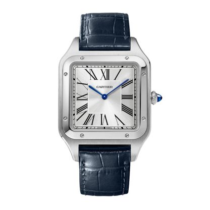 Orologio Cartier Santos-Dumont Modello Extra-Large Movimento meccanico a carica manuale Acciaio Pelle WSSA0032
