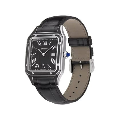 Orologio Cartier Santos-Dumont Modello Grande Movimento Manuale Mercanico Acciaio Laccato Pelle WSSA0046 - immagine 2