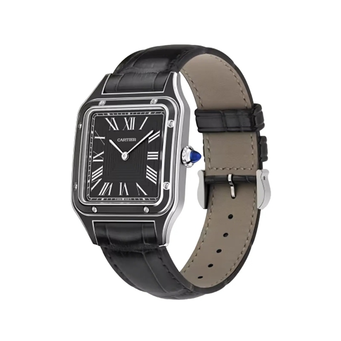 Orologio Cartier Santos-Dumont Modello Grande Movimento Manuale Mercanico Acciaio Laccato Pelle WSSA0046 - immagine 2