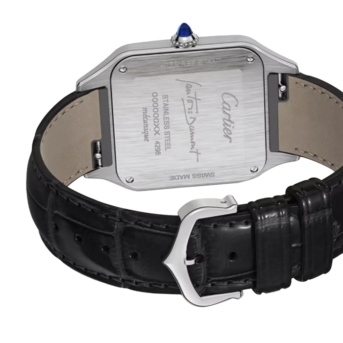 Orologio Cartier Santos-Dumont Modello Grande Movimento Manuale Mercanico Acciaio Laccato Pelle WSSA0046 - immagine 3