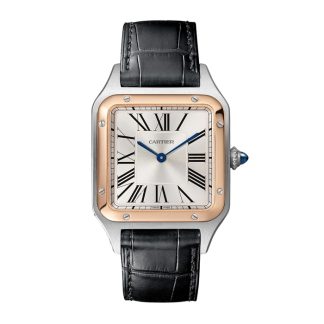 Orologio Cartier Santos-Dumont Modello Grande Movimento al quarzo Acciaio Pelle Oro Rosa W2SA0011