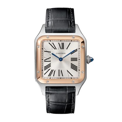 Orologio Cartier Santos-Dumont Modello Grande Movimento al quarzo Acciaio Pelle Oro Rosa W2SA0011