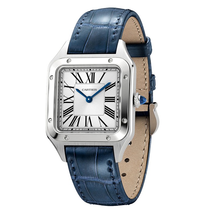 Orologio Cartier Santos-Dumont Modello Piccolo Movimento al quarzo Acciaio Pelle WSSA0023 - immagine 3