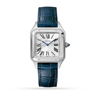 Orologio Cartier Santos-Dumont Modello Piccolo Movimento al quarzo Acciaio Pelle WSSA0023