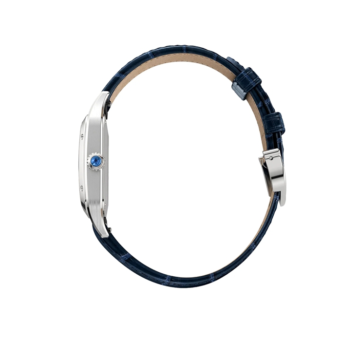 Orologio Cartier Santos-Dumont Modello Piccolo Movimento al quarzo Acciaio Pelle WSSA0023 - immagine 4