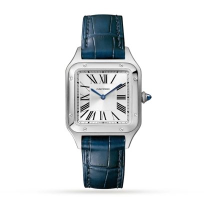 Orologio Cartier Santos-Dumont Modello Piccolo Movimento al quarzo Acciaio Pelle WSSA0023