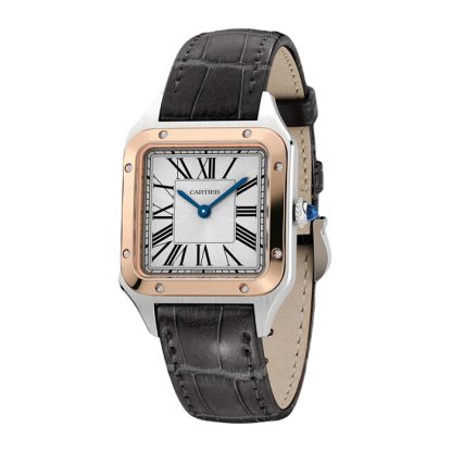 Orologio Cartier Santos-Dumont Modello Piccolo Movimento al quarzo Oro Rosa Acciaio Pelle W2SA0012 - immagine 2