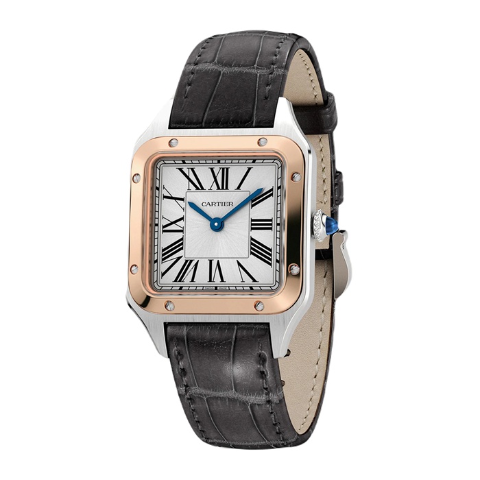 Orologio Cartier Santos-Dumont Modello Piccolo Movimento al quarzo Oro Rosa Acciaio Pelle W2SA0012 - immagine 2