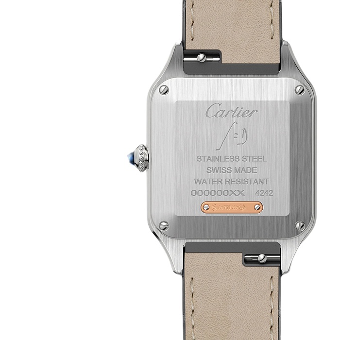 Orologio Cartier Santos-Dumont Modello Piccolo Movimento al quarzo Oro Rosa Acciaio Pelle W2SA0012 - immagine 3