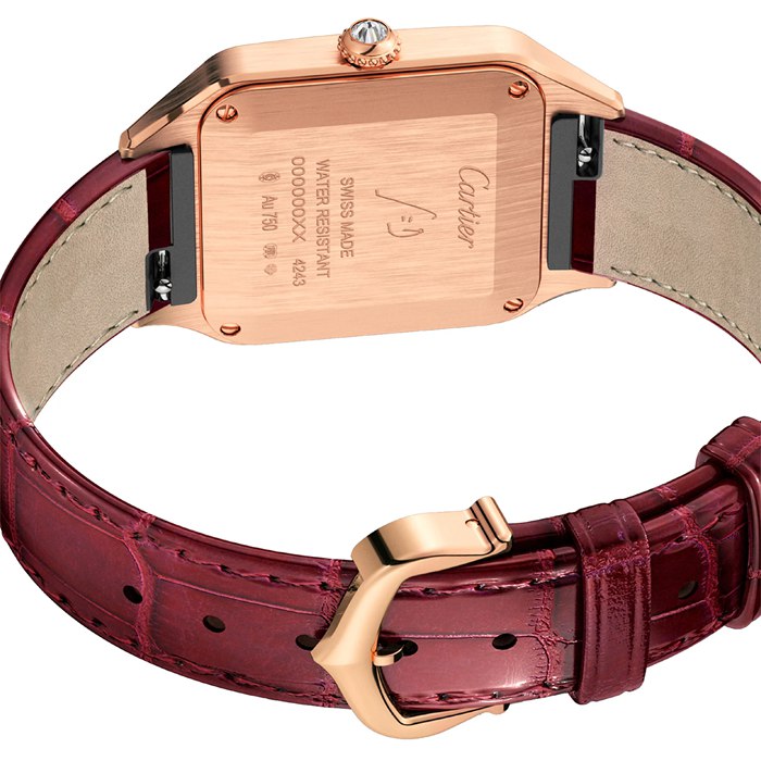 Orologio Cartier Santos-Dumont Modello Piccolo Oro Rosa Diamanti Cinturino Pelle WJSA0017 - immagine 4
