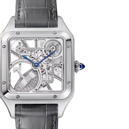 Orologio Cartier Santos-Dumont Skeleton Modello Grande Movimento Automatico Acciaio Pelle WHSA0032 - immagine 2