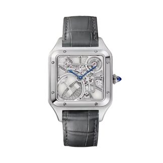 Orologio Cartier Santos-Dumont Skeleton Modello Grande Movimento Automatico Acciaio Pelle WHSA0032
