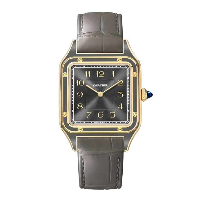 Orologio Cartier Santos-Dumont modello grande Movimento meccanico a carica manuale 430 MC Oro giallo WGSA0097