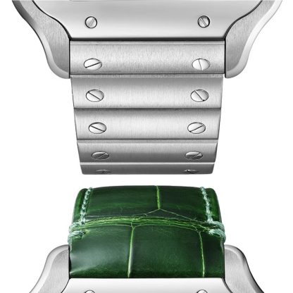 Orologio Cartier Santos de Cartier Modello Grande Acciaio Automatico Cinturino in Pelle Intercambiabile WSSA0062 - immagine 2