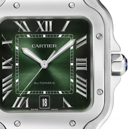 Orologio Cartier Santos de Cartier Modello Grande Acciaio Automatico Cinturino in Pelle Intercambiabile WSSA0062 - immagine 4