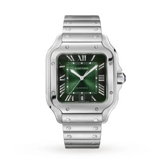Orologio Cartier Santos de Cartier Modello Grande Acciaio Automatico Cinturino in Pelle Intercambiabile WSSA0062
