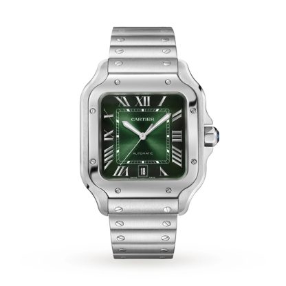 Orologio Cartier Santos de Cartier Modello Grande Acciaio Automatico Cinturino in Pelle Intercambiabile WSSA0062