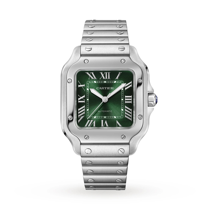 Orologio Cartier Santos de Cartier Modello medio Acciaio Automatico Cinturino in pelle intercambiabile WSSA0061