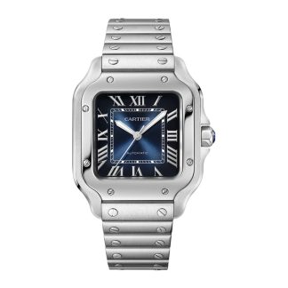 Orologio Cartier Santos de Cartier Modello medio Acciaio Automatico Cinturino in pelle intercambiabile WSSA0063