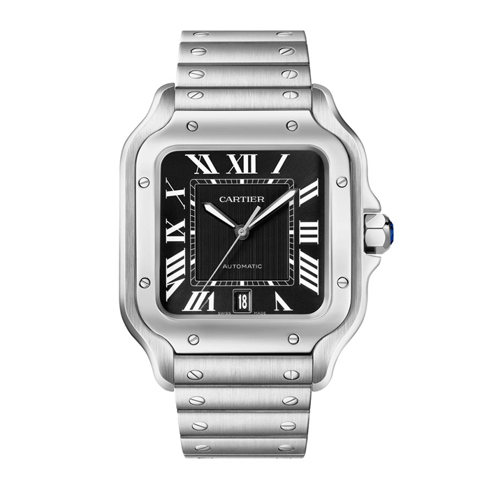 Orologio Cartier Santos modello grande movimento meccanico a carica automatica calibro 1847 MC Cassa in acciaio WSSA0096