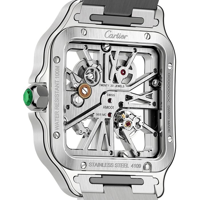 Orologio Cartier Santos scheletrato modello grande Movimento meccanico di manifattura a carica manuale WHSA0028 - immagine 3