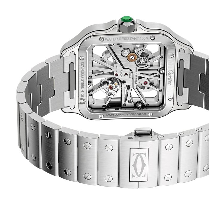 Orologio Cartier Santos scheletrato modello grande Movimento meccanico di manifattura a carica manuale WHSA0028 - immagine 4