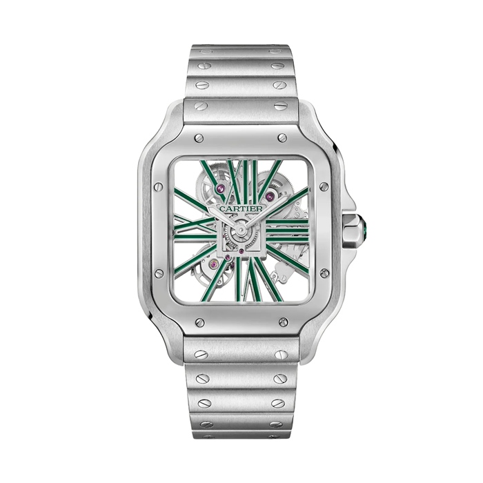 Orologio Cartier Santos scheletrato modello grande Movimento meccanico di manifattura a carica manuale WHSA0028
