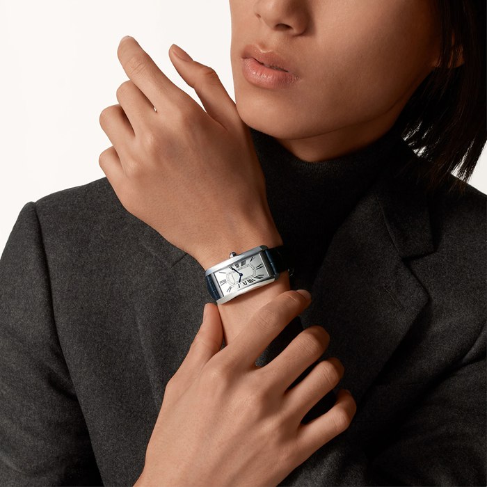 Orologio Cartier Tank Américaine Modello Grande Movimento Automatico Acciaio Pelle WSTA0083 - immagine 3