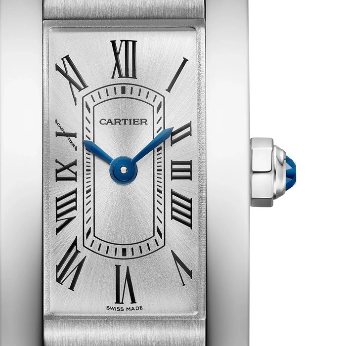 Orologio Cartier Tank Américaine Modello Mini Movimento al quarzo Acciaio Pelle WSTA0081 - immagine 2