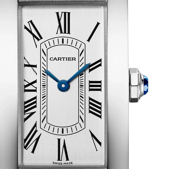 Orologio Cartier Tank Américaine Modello Piccolo Movimento al quarzo Acciaio Pelle WSTA0082 - immagine 2