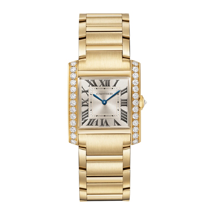 Orologio Cartier Tank Française Modello medio Movimento al quarzo Oro giallo Diamanti WJTA0040
