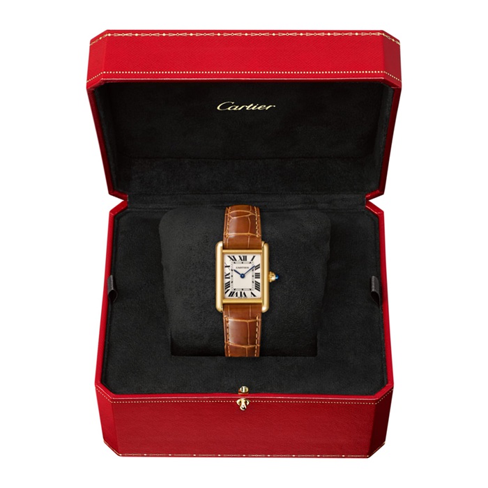 Orologio Cartier Tank Louis Cartier Modello Piccolo Movimento al quarzo Pelle Oro Giallo W1529856 - immagine 2