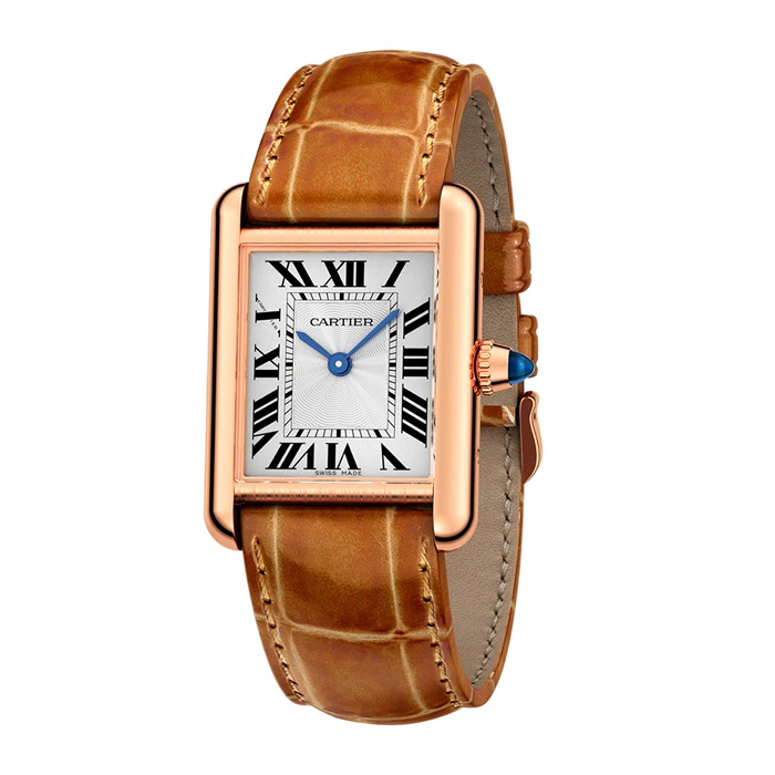 Orologio Cartier Tank Louis Cartier Modello piccolo Movimento meccanico a carica manuale Pelle oro rosa WGTA0010 - immagine 2