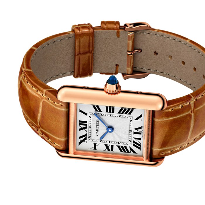 Orologio Cartier Tank Louis Cartier Modello piccolo Movimento meccanico a carica manuale Pelle oro rosa WGTA0010 - immagine 5