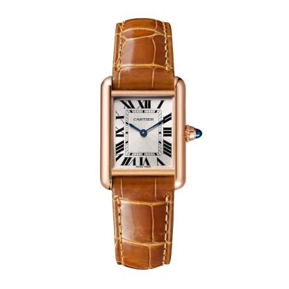 Orologio Cartier Tank Louis Cartier Modello piccolo Movimento meccanico a carica manuale Pelle oro rosa WGTA0010