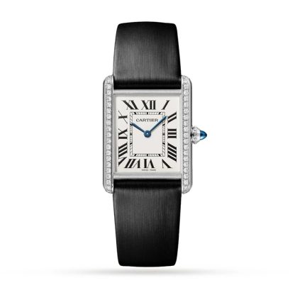 Orologio Cartier Tank Must Modello Grande Movimento al quarzo Acciaio Diamanti W4TA0017