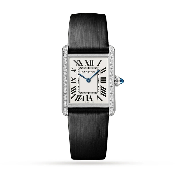 Orologio Cartier Tank Must Modello Grande Movimento al quarzo Acciaio Diamanti W4TA0017