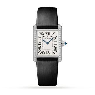 Orologio Cartier Tank Must Modello Grande Movimento al quarzo Acciaio Diamanti W4TA0030