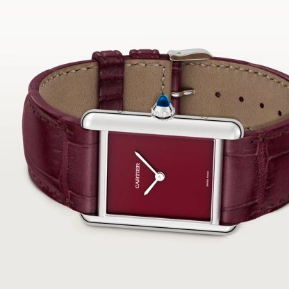 Orologio Cartier Tank Must modello grande Movimento al quarzo ad alta autonomia Cassa in acciaio WSTA0113 - immagine 3