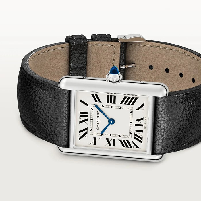 Orologio Cartier Tank Must modello grande Movimento al quarzo ad alta autonomia Cassa in acciaio WSTA0136 - immagine 2
