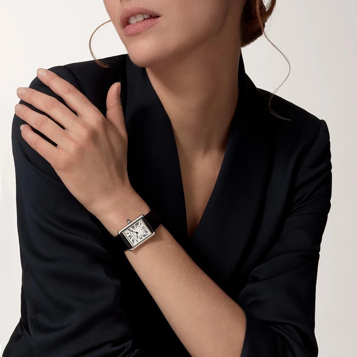 Orologio Cartier Tank Must modello grande Movimento al quarzo ad alta autonomia Cassa in acciaio WSTA0136 - immagine 3