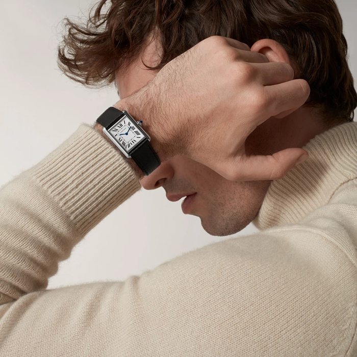 Orologio Cartier Tank Must modello grande Movimento al quarzo ad alta autonomia Cassa in acciaio WSTA0136 - immagine 4