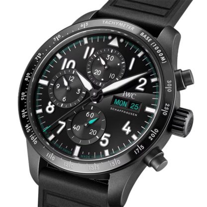 Orologio IWC Pilot Performance Chronograph 41mm Mercedes AMG Petronas Formula OneTM Team Uomo Gomma Nera IW388306 - immagine 3