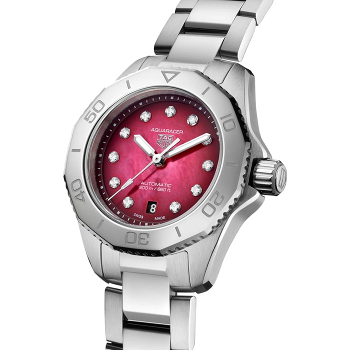 Orologio TAG Heuer Aquaracer Professional 200 Date 30mm Donna Rosso WBP2414.BA0622 - immagine 2