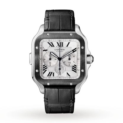 Orologio cronografo Cartier Santos De Cartier Modello Extra-Large Movimento automatico Acciaio ADLC Bracciali in gomma e pelle intercambiabili WSSA0017 - immagine 2